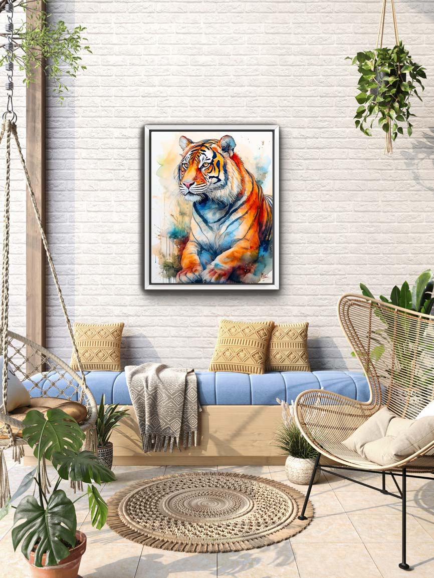 Colorful Indian Tiger Vibrant Wall Art 2