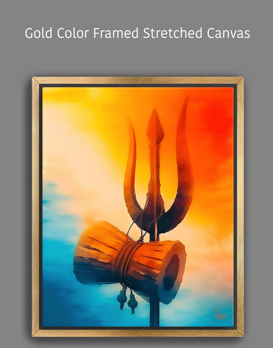 Shiva Trishool Wall Painting 2 - Sacred Trident Artwork