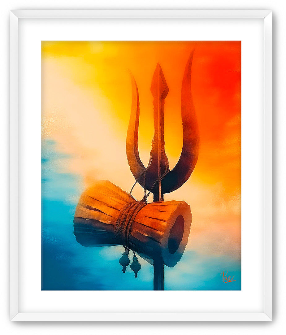 Shiva Trishool Wall Painting 2 - Sacred Trident Artwork