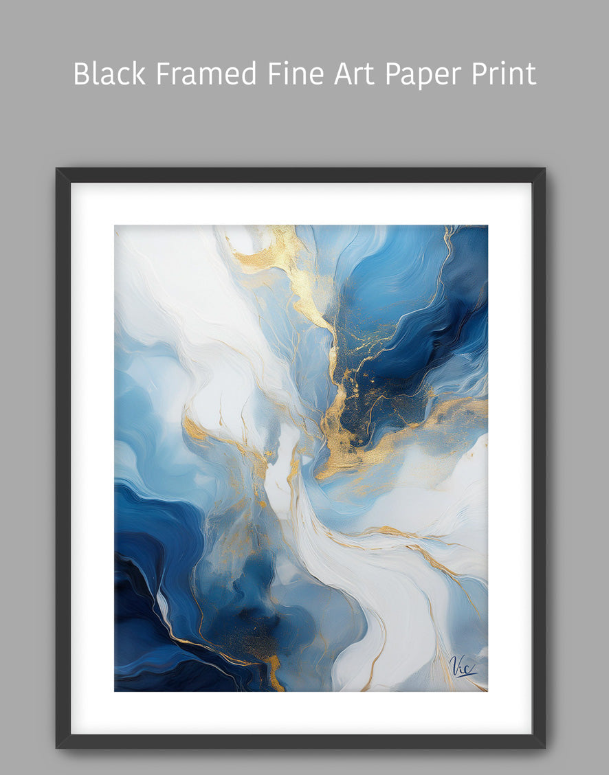 Abstract Blue Gold Contemporary Painting