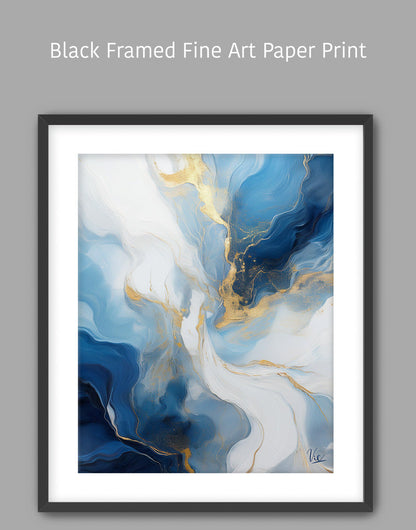 Abstract Blue Gold Contemporary Painting