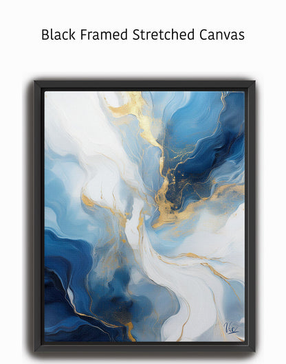 Abstract Blue Gold Contemporary Painting