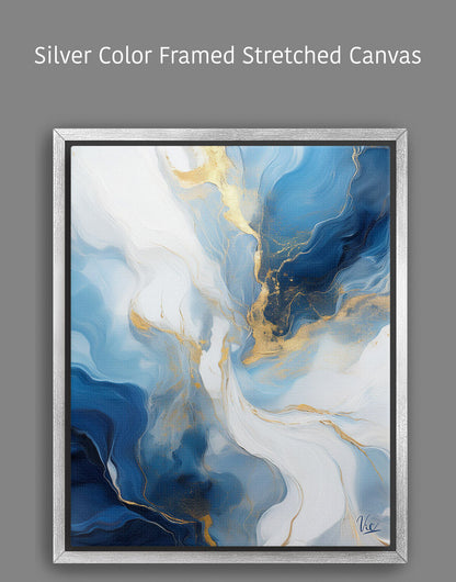 Abstract Blue Gold Contemporary Painting