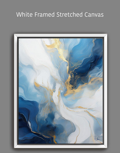 Abstract Blue Gold Contemporary Painting