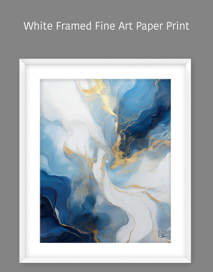 Abstract Blue Gold Contemporary Painting