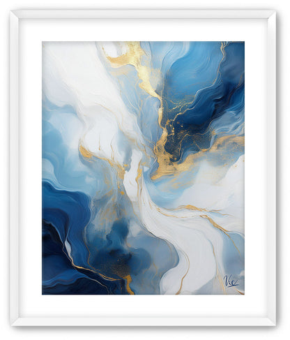 Abstract Blue Gold Contemporary Painting