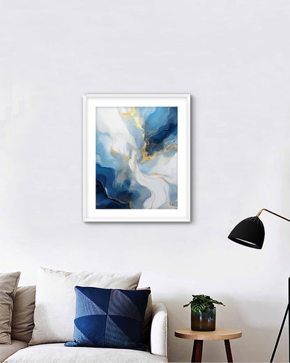 Abstract Blue Gold Contemporary Painting