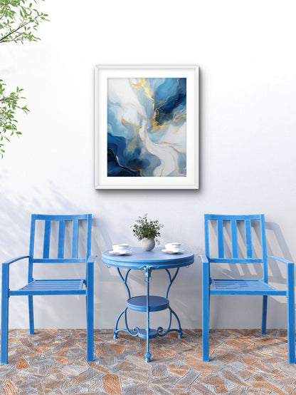Abstract Blue Gold Contemporary Painting