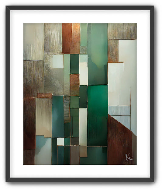 Abstract Green and Brown Contemporary Wall Painting