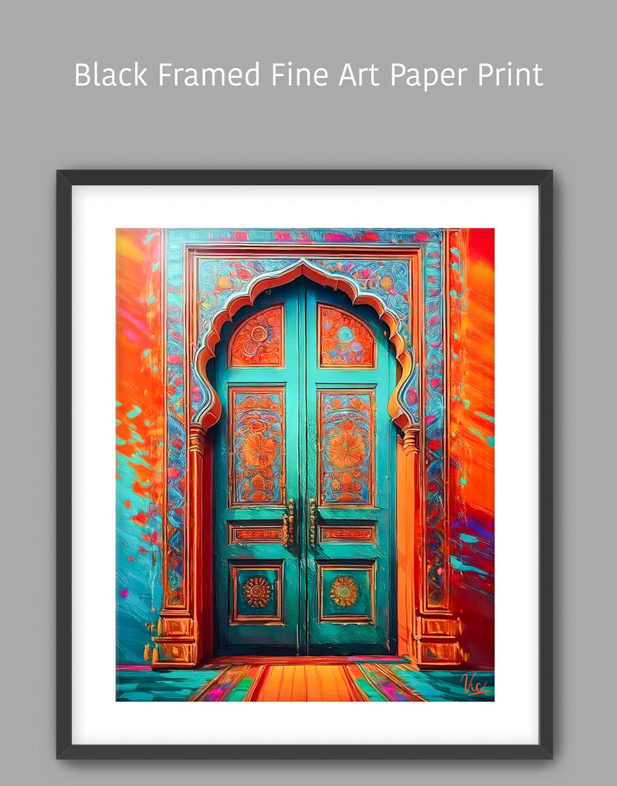 Vibrant Traditional Indian Door Fine Art Painting