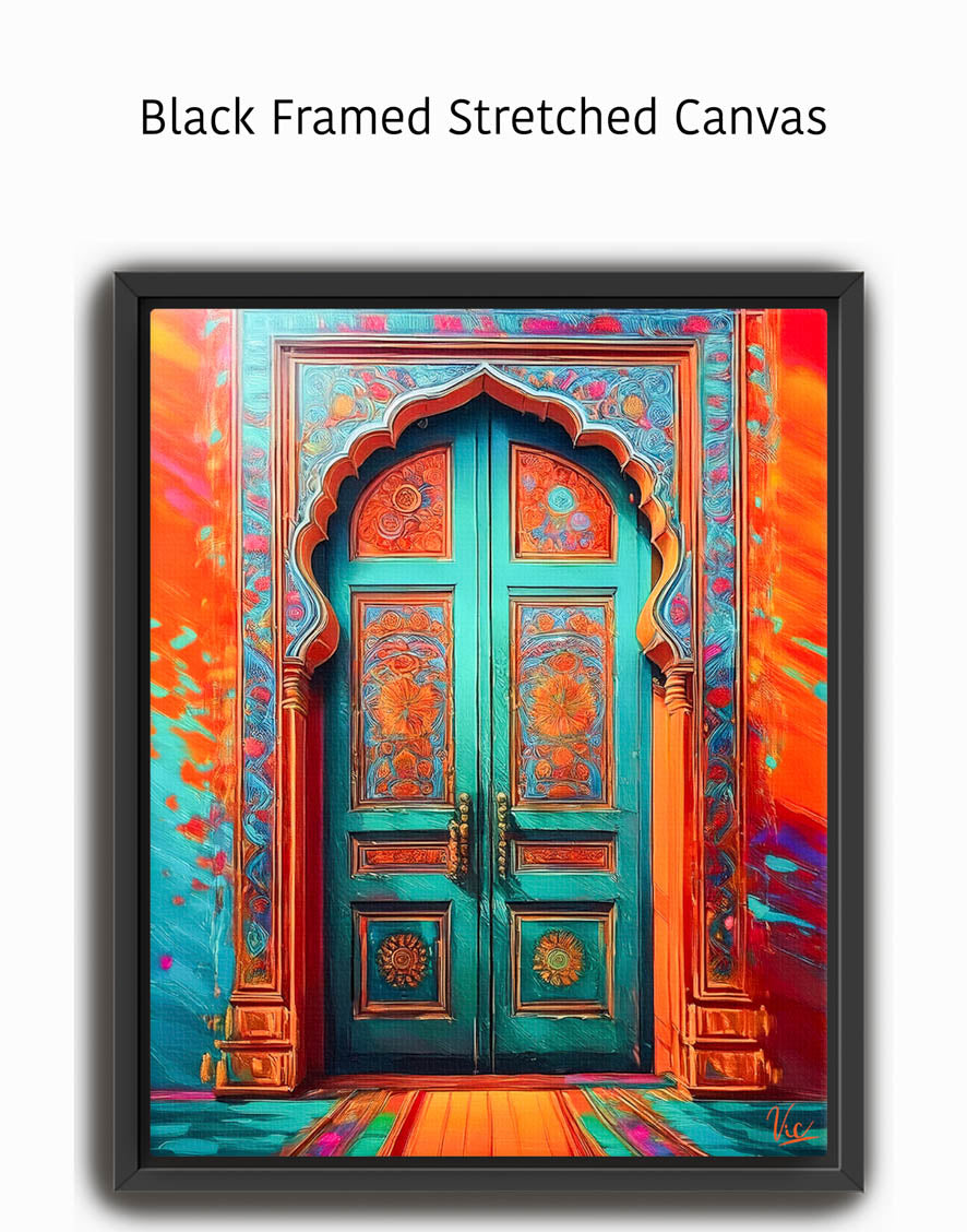 Vibrant Traditional Indian Door Fine Art Painting