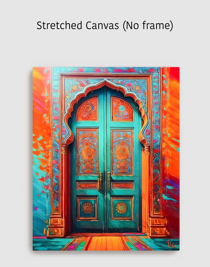 Vibrant Traditional Indian Door Fine Art Painting