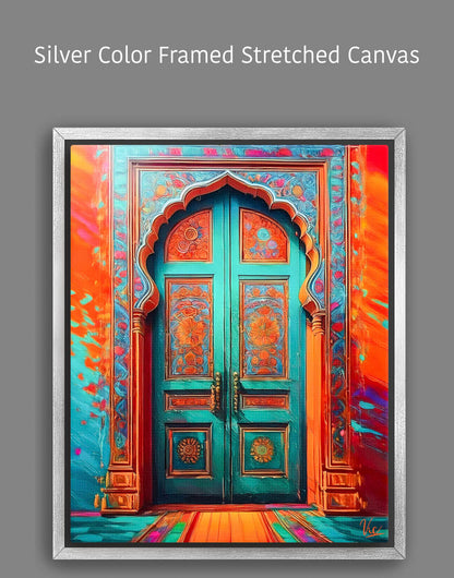 Vibrant Traditional Indian Door Fine Art Painting