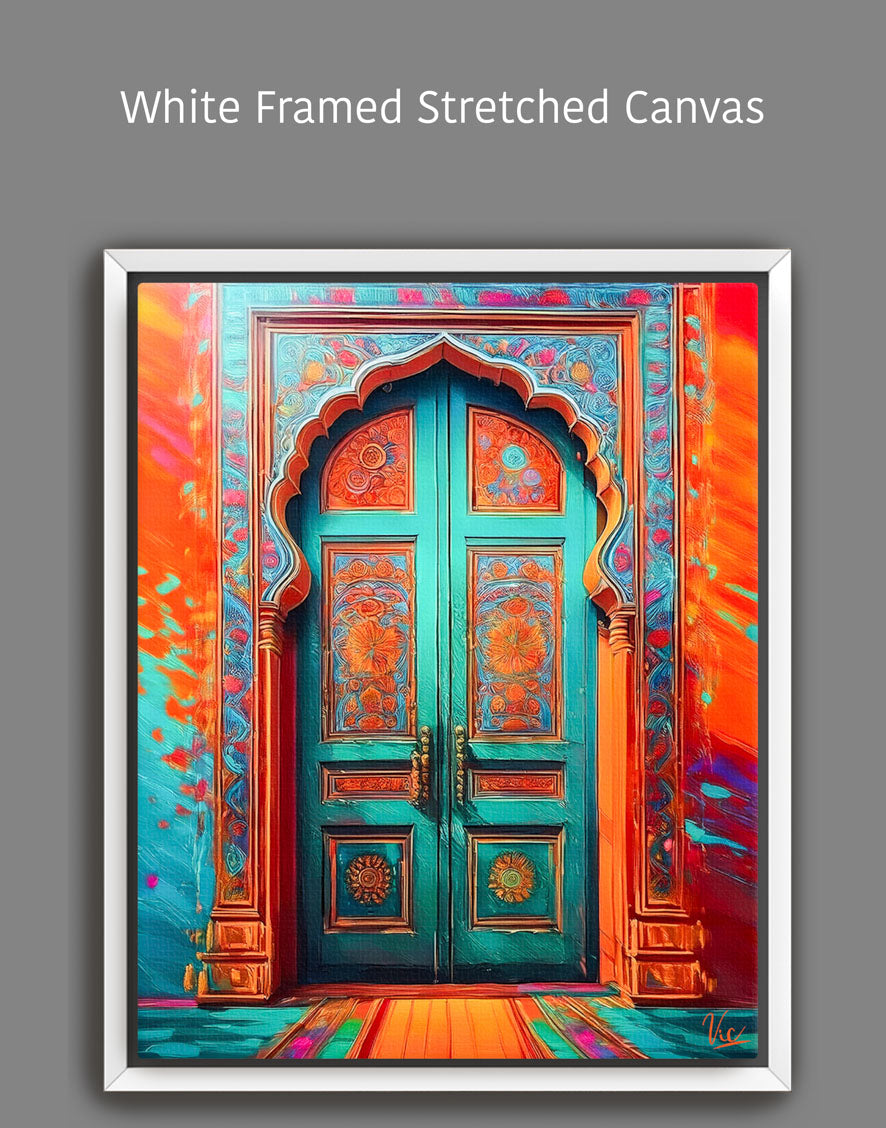 Vibrant Traditional Indian Door Fine Art Painting