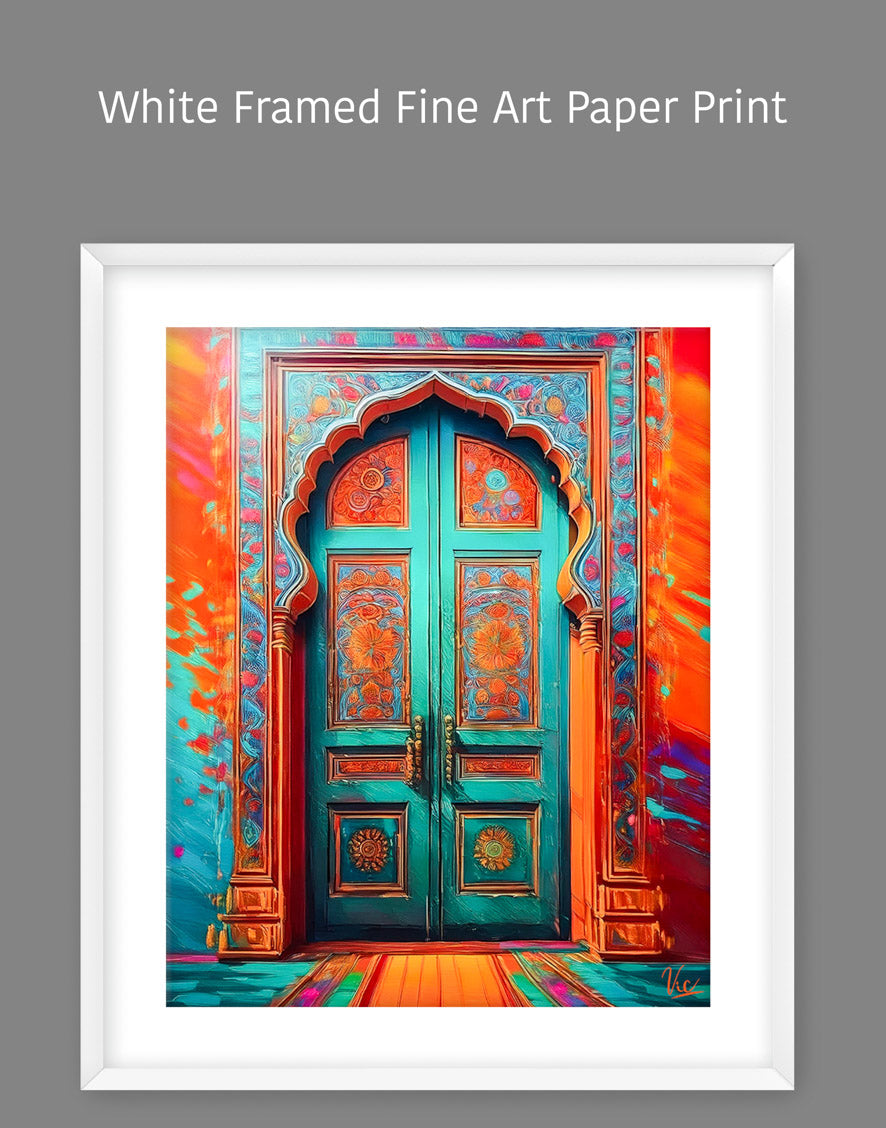 Vibrant Traditional Indian Door Fine Art Painting