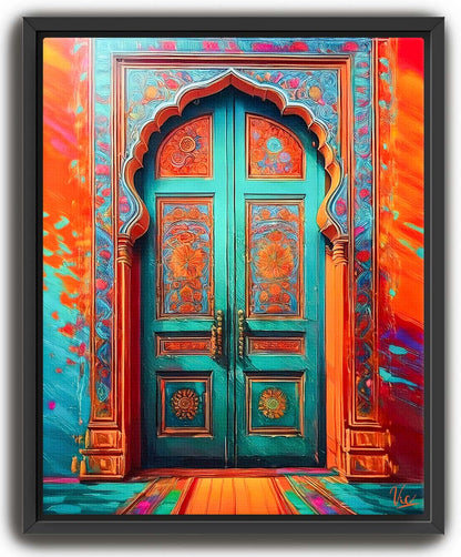 Vibrant Traditional Indian Door Fine Art Painting