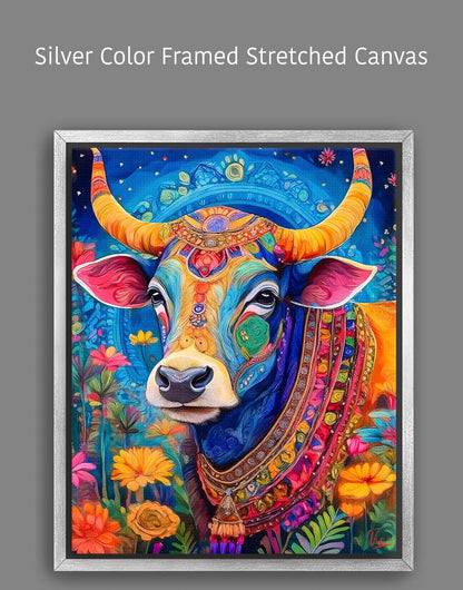 Colorful Vibrant Indian Cow Kamdhenu Auspicious Painting