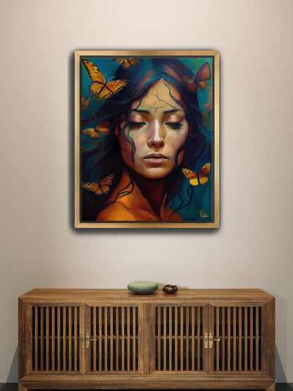 Abstract Woman Relaxing Face | Modern Fine Art Painting