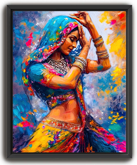 Vibrant Wall Art - Colorful Indian Girl Dancing Painting