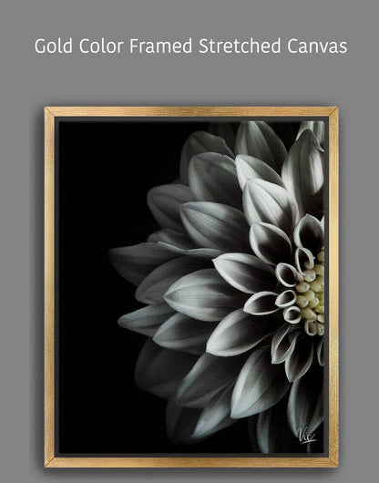 Black and White Half Flower Contemporary Modern Painting