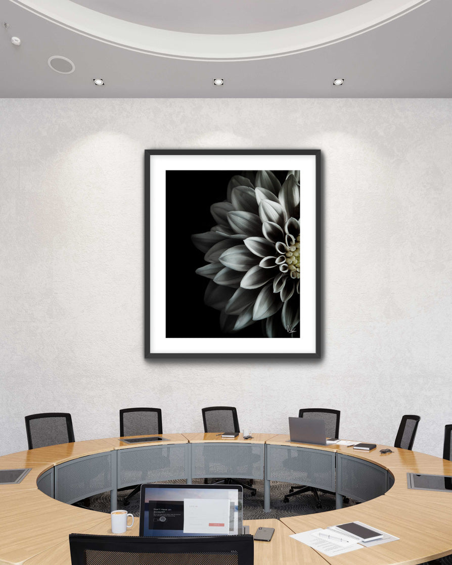 Black and White Half Flower Contemporary Modern Painting