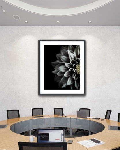 Black and White Half Flower Contemporary Modern Painting