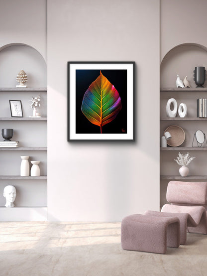 Colorful Vibrant Leaf Contemporary Modern Painting