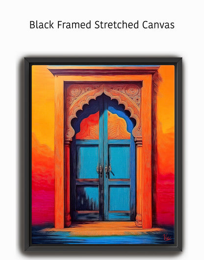 Vibrant Traditional Indian Door Fine Art Painting 2