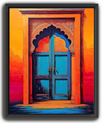 Vibrant Traditional Indian Door Fine Art Painting 2