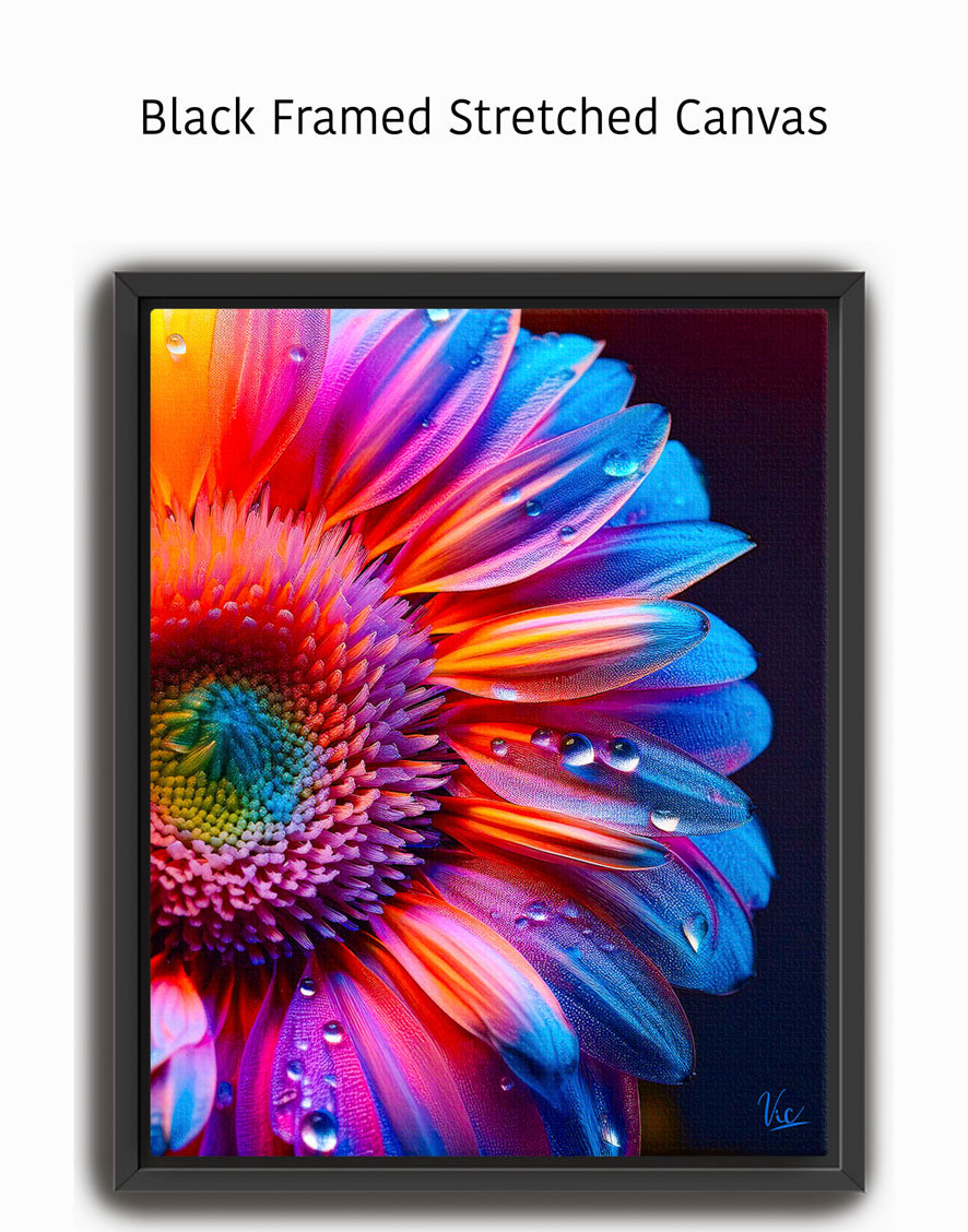 Colorful Vibrant Half Flower Contemporary Modern Artwork