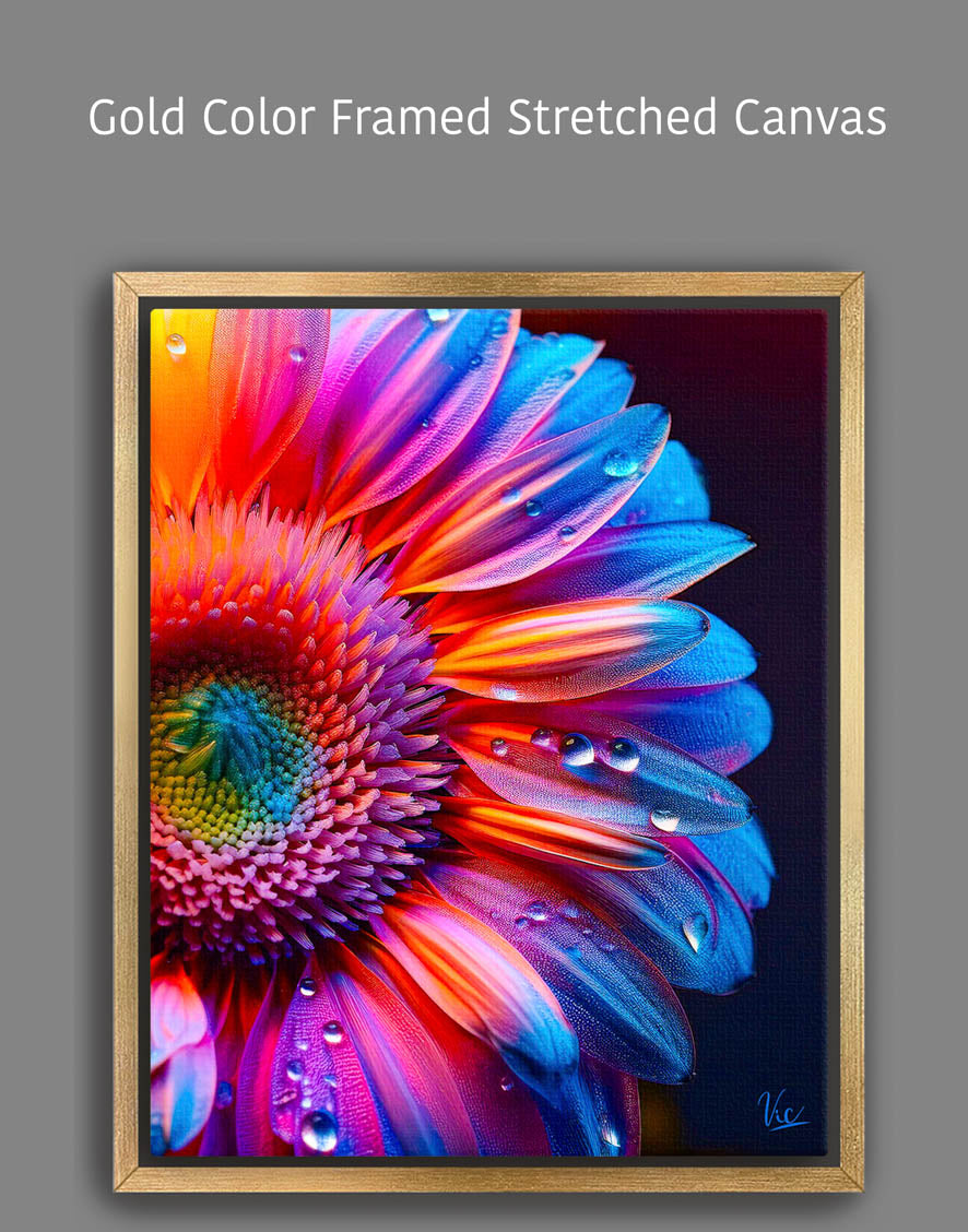 Colorful Vibrant Half Flower Contemporary Modern Artwork