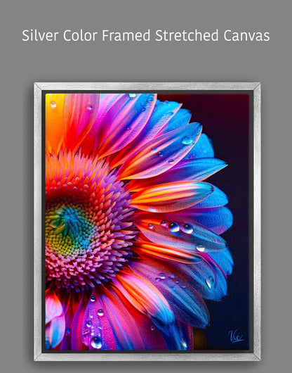 Colorful Vibrant Half Flower Contemporary Modern Artwork