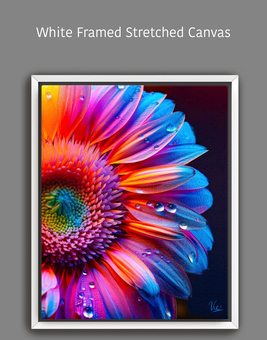 Colorful Vibrant Half Flower Contemporary Modern Artwork